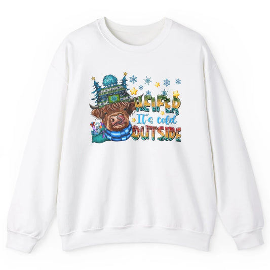 Retro Christmas Highland Cow Heifer It's Cold Outside Winter Unisex Crewneck Sweatshirt
