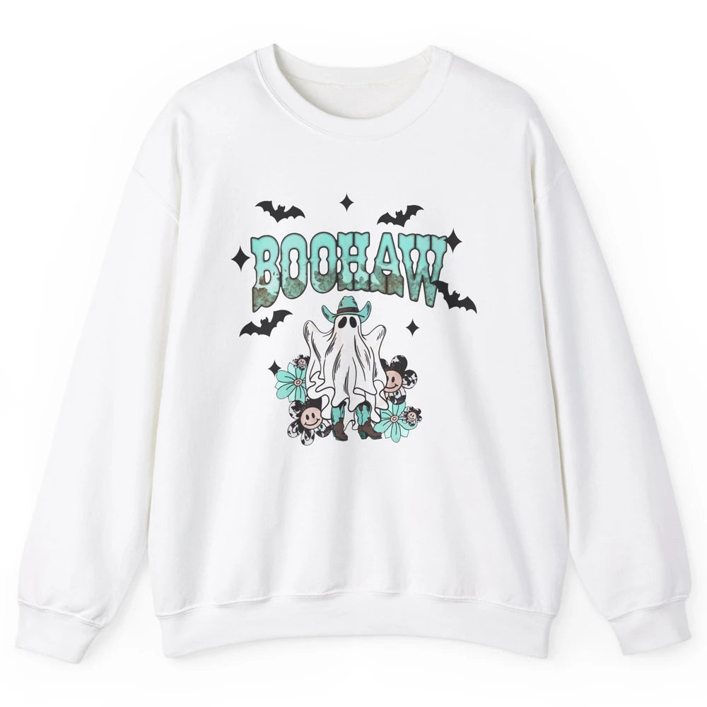 Retro Cowboy Ghost Boohaw Boot Scooting Western Halloween Unisex Crewneck Sweatshirt