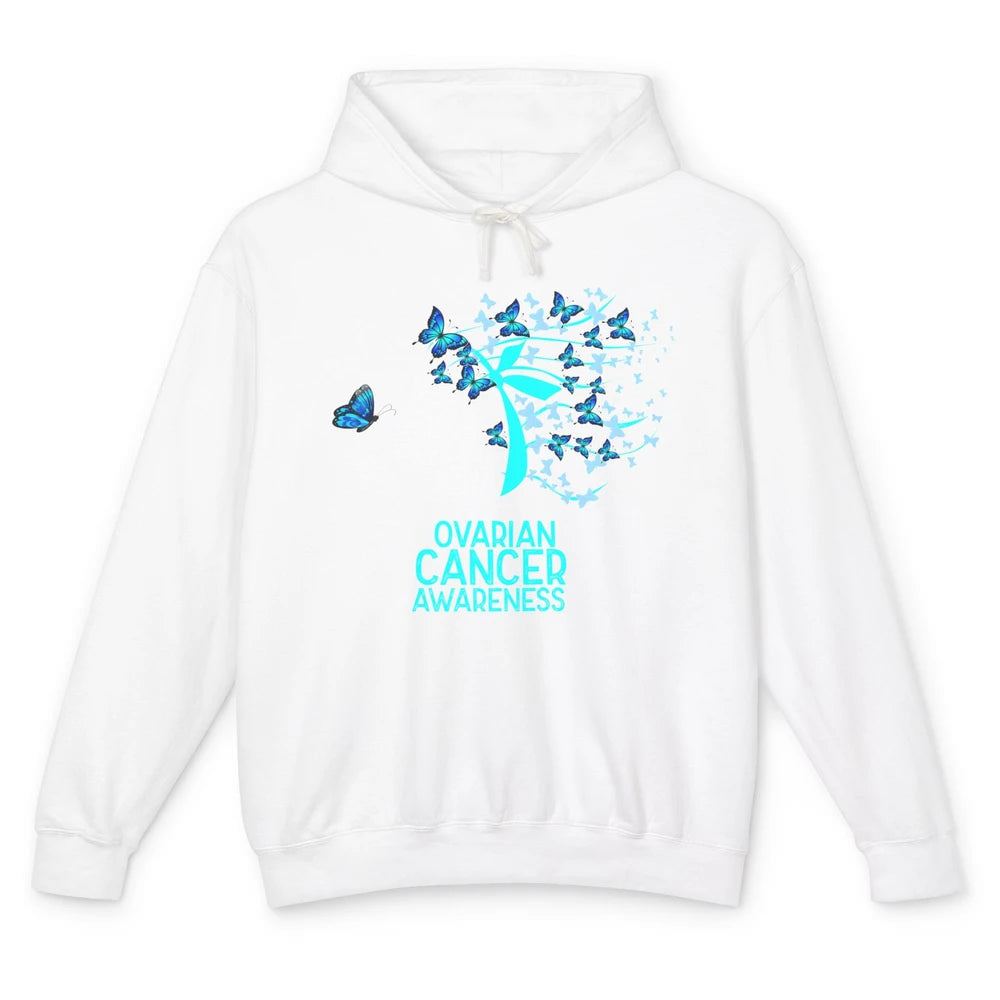 Ovarian Cancer Awareness Hope Love Cure Teal Ribbon Unisex Lightweight Hoodie