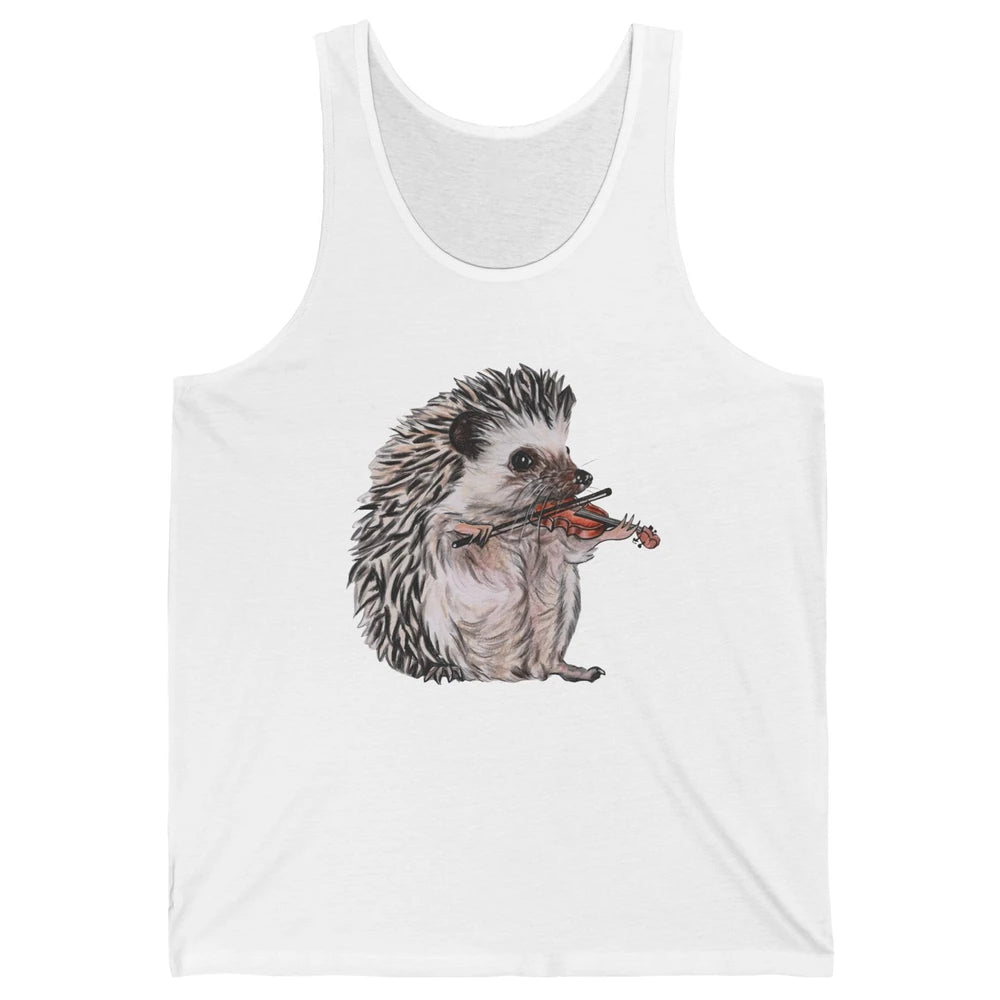 Retro Hedgehog Playing Viloin Musician Violinist Hedgehog Unisex Jersey Tank