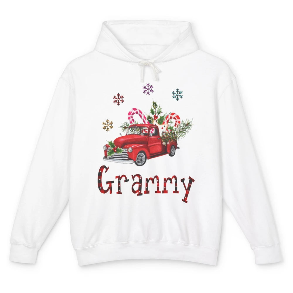 Merry Christmas Blessed Grammy Red Truck Xmas Grandma Retro Unisex Lightweight Hoodie
