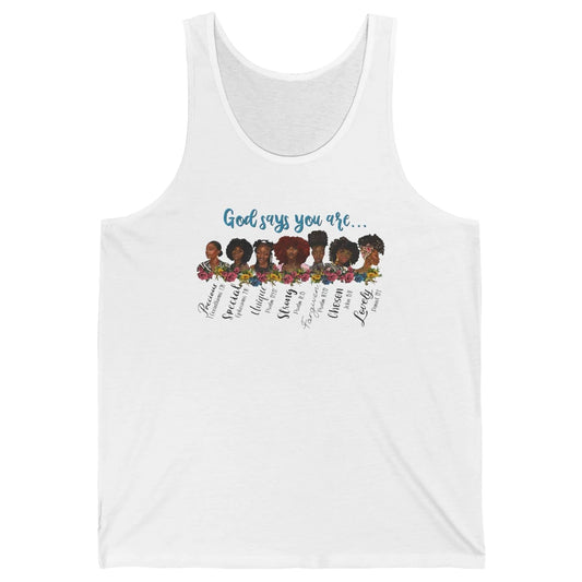 Afro Women Christian God Says You Are Bible Verse Religious Unisex Jersey Tank