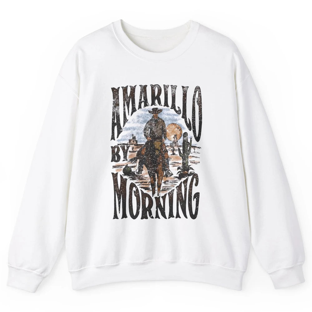 Retro Cowboy Riding Horse Desert Amarillo By Morning Western Unisex Crewneck Sweatshirt