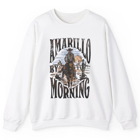 Retro Cowboy Riding Horse Desert Amarillo By Morning Western Unisex Crewneck Sweatshirt