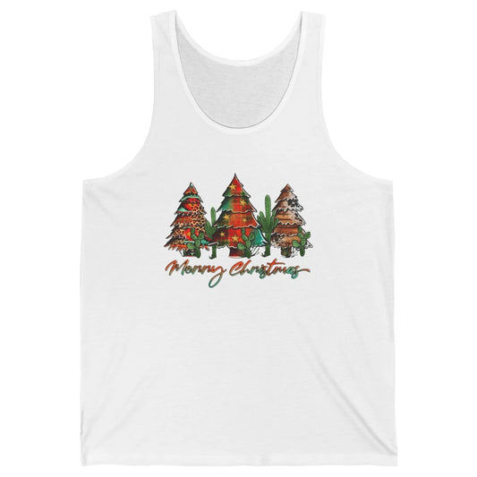 Merry Christmas Tree Western Christmas Desert Cactus Leopard Unisex Jersey Tank