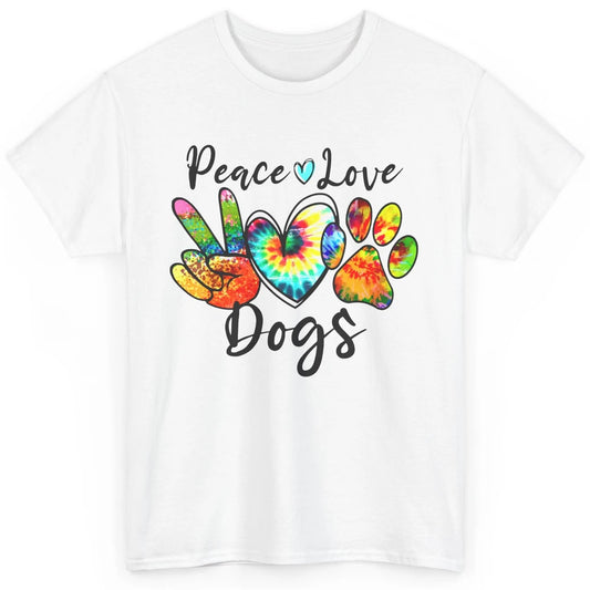 Peace Love Dogs Tie Dye Paw Print Dog Mama Mothers Day Gift Classic Unisex T-Shirt