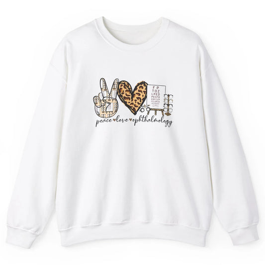 Peace Love Ophthalmology Leopard Heart Optician Optometrist Unisex Crewneck Sweatshirt
