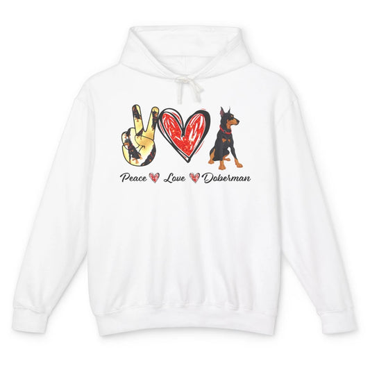Peace Love Doberman Doberman Mom Dog Lovers Gift Unisex Lightweight Hoodie