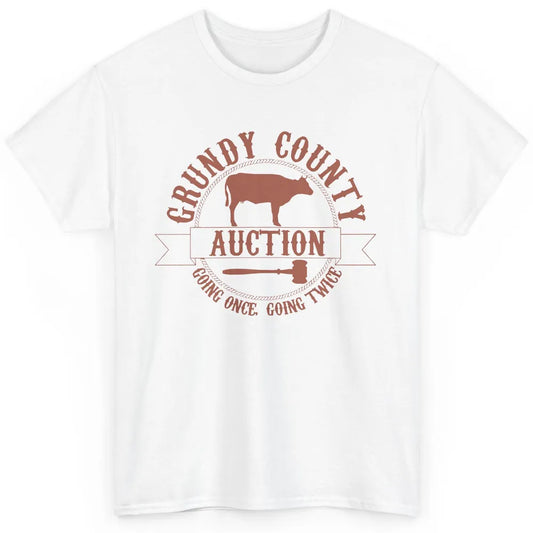 Retro Cow Cattle Grundy County Auction Western Country Farm Classic Unisex T-Shirt