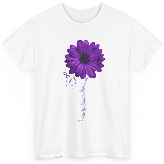 Pancreatic Cancer Awareness Purple Ribbon Daisy Flower Classic Unisex T-Shirt