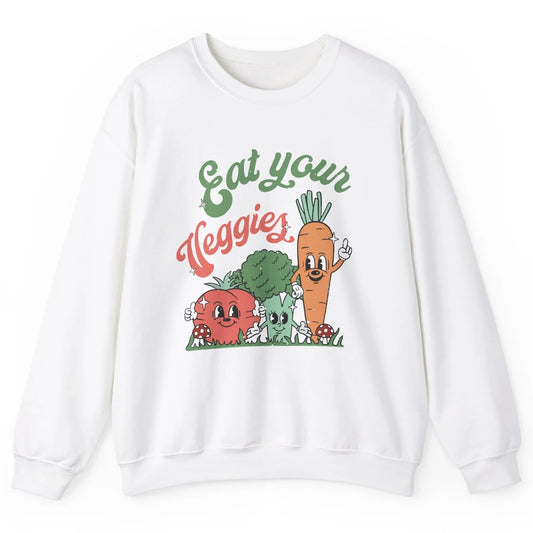 Retro Farm Fruit Eat Your Veggies Tomato Carrot Vegan Farmer Unisex Crewneck Sweatshirt