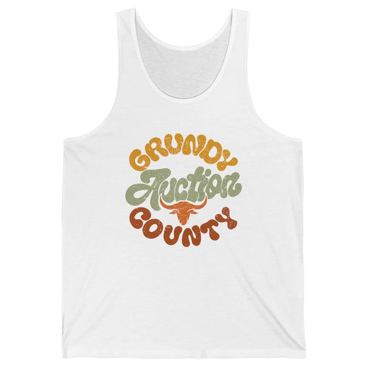 Retro Cow Cattle Grundy County Auction Western Country Farm Unisex Jersey Tank