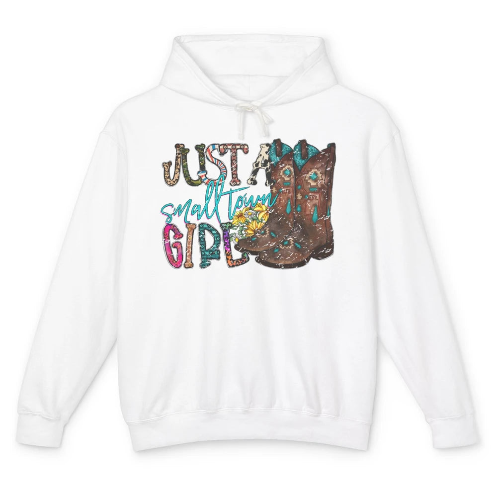Retro Cowgirl Boots Just A Small Town Girl Western Country Unisex Lightweight Hoodie