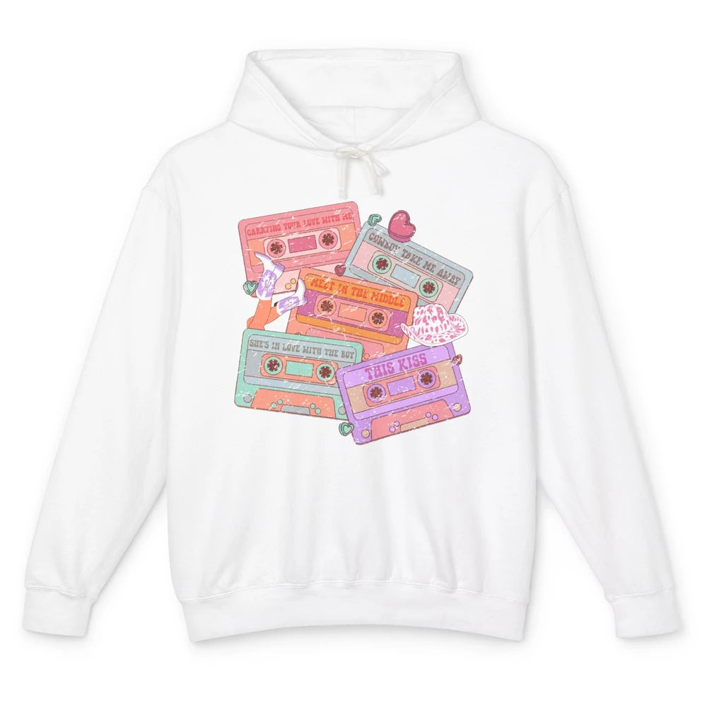 Retro Cowgirl Cassette 90s Western Country Boots Music Boho Unisex Lightweight Hoodie
