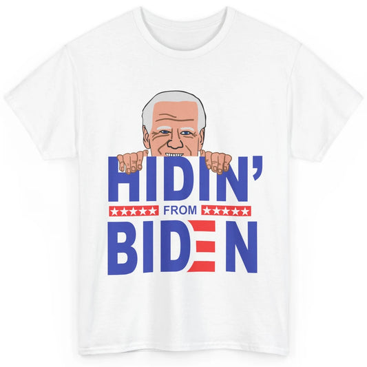 Retro Funny Joe Biden Hiding From Biden Anti Liberal US Flag Classic Unisex T-Shirt