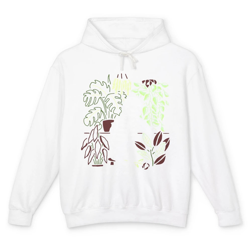Retro Funny Skeleton Gardening My Happy Place Plant Lovers Unisex Lightweight Hoodie
