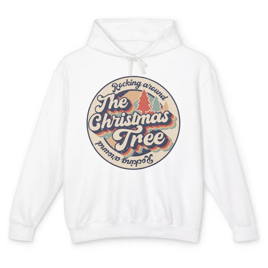 Retro Rocking Around Christmas Tree Merry Christmas Vibes Unisex Lightweight Hoodie