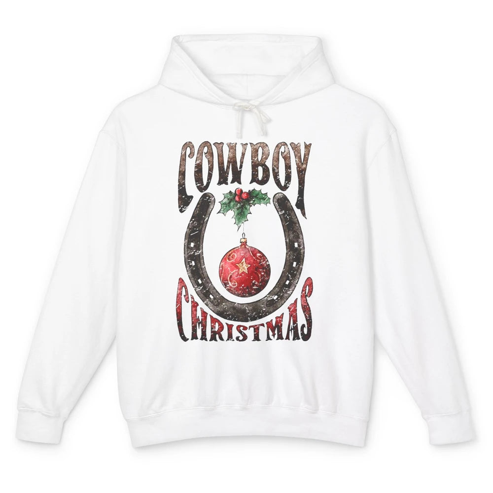 Christmas Cowboy Horseshoe Xmas Balls Western Christmas Unisex Lightweight Hoodie