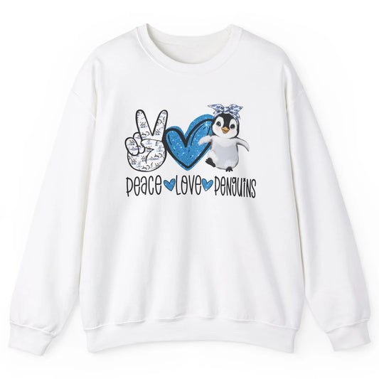 Peace Love Penguins With Headband Baby Penguins Lovers Gift Unisex Crewneck Sweatshirt