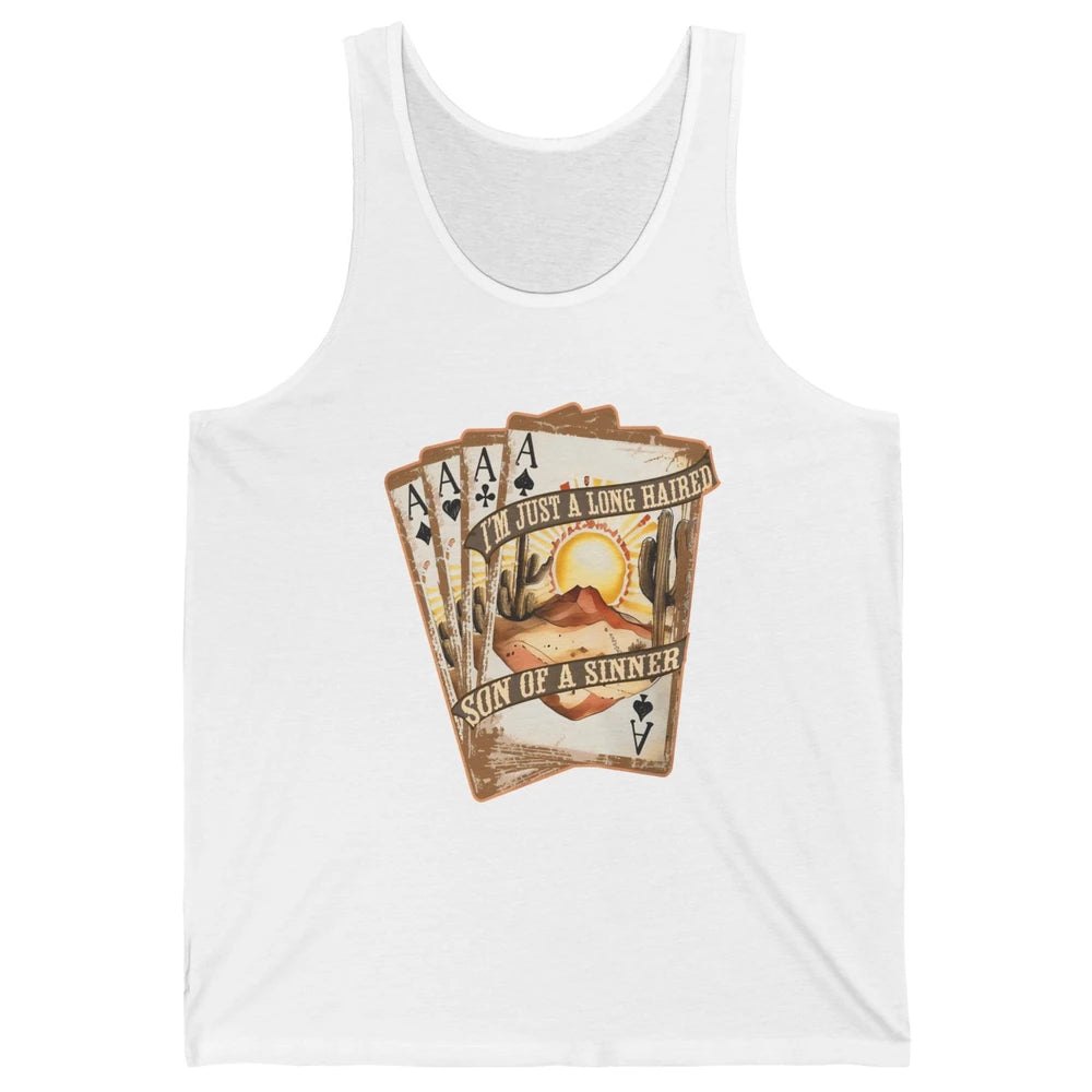 Retro Desert Sunset Long Haired Son Of Sinner Cards Western Unisex Jersey Tank