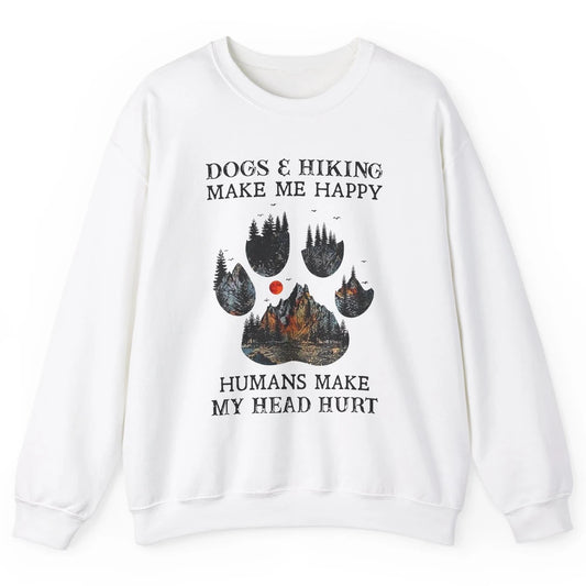 Retro Mountain Dogs & Hiking Make Me Happy Dogs Paws Camping Unisex Crewneck Sweatshirt