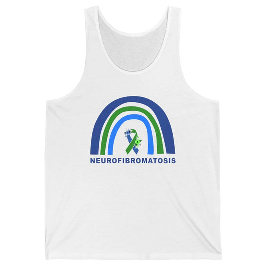 Neurofibromatosis Awareness Floral Green Blue Ribbon Rainbow Unisex Jersey Tank