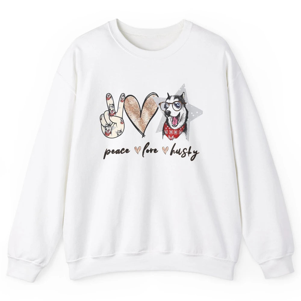 Peace Love Husky Funny Siberian Husky Mom Dog Lovers Gift Unisex Crewneck Sweatshirt