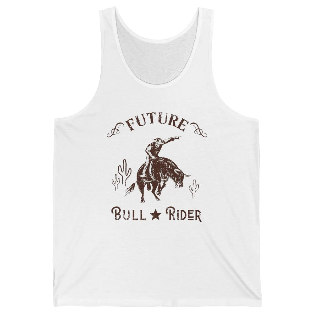 Retro Future Bull Rider Cowboy Western Country Cactus Riding Unisex Jersey Tank