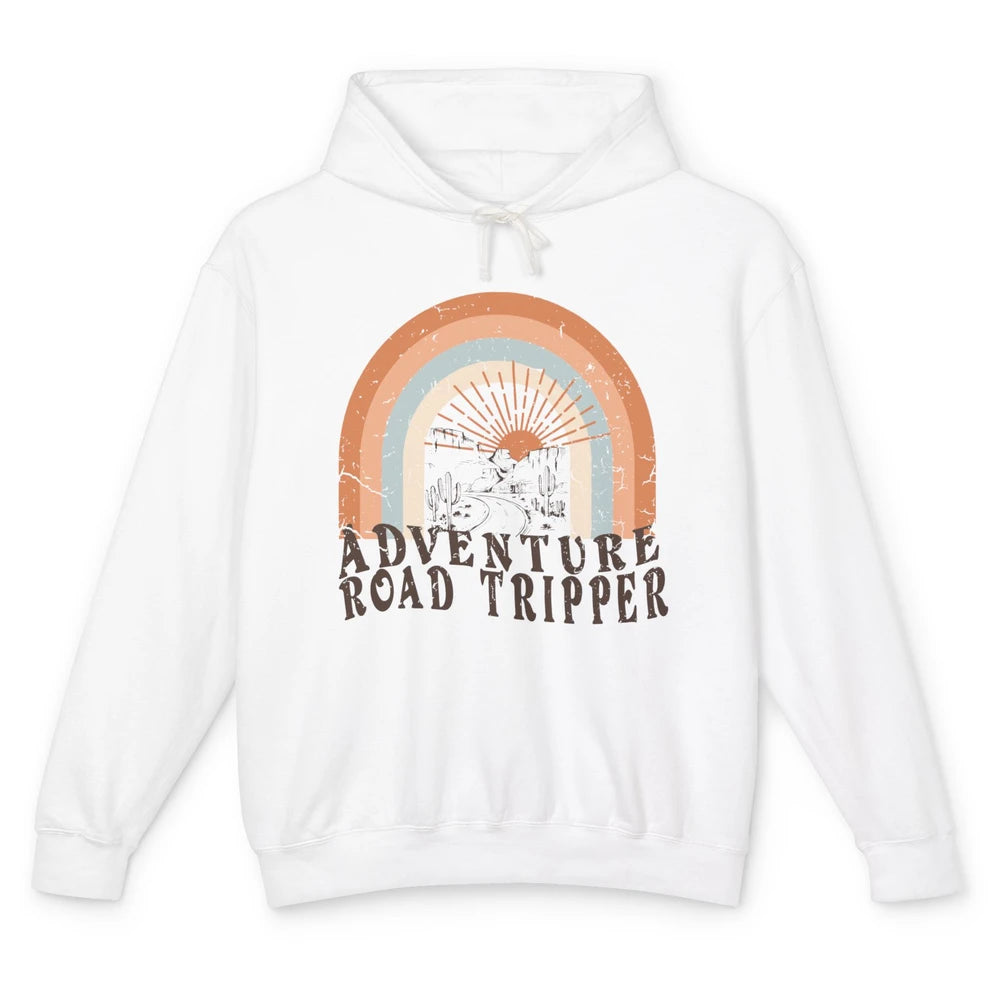 Retro Desert Sunrise Rainbow Adventure Road Tripper Western Unisex Lightweight Hoodie