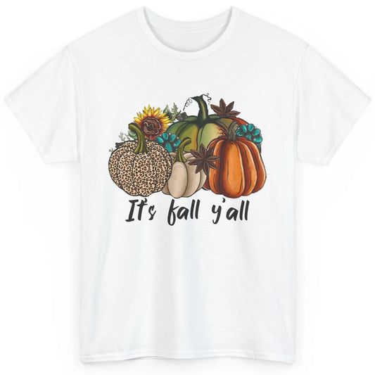 Leopard Pumpkin It's Fall Yall Fall Leaves Western Autumn Classic Unisex T-Shirt