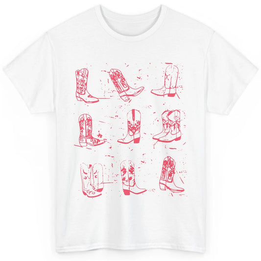 Retro Pink Cowboy Boots Western Valentine Cowgirl Gift Classic Unisex T-Shirt