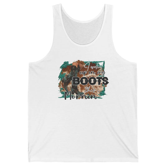 Retro Cowgirl Boots I Woke Up In My Boot Western Cowboy Gift Unisex Jersey Tank