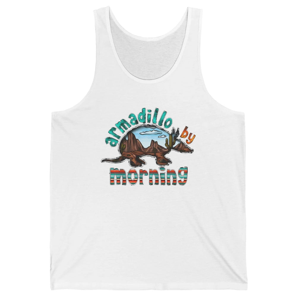 Retro Desert Sunset Armadillo By Morning Western Country Unisex Jersey Tank