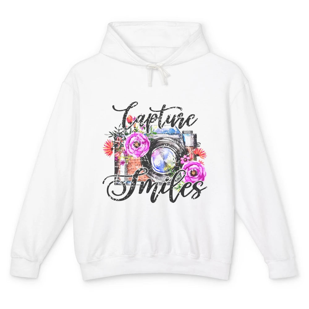 Photography Day Capture Smiles Retro Floral Camera Traveller Unisex Lightweight Hoodie