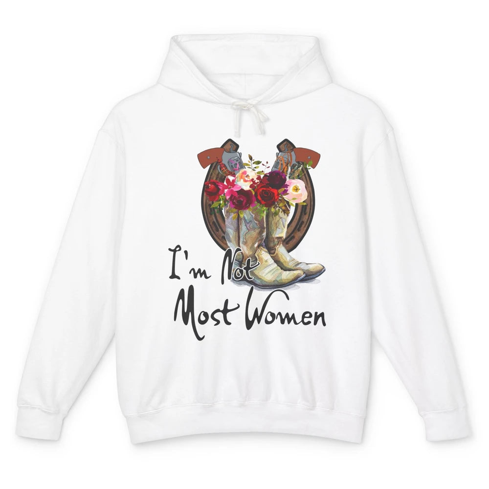 Retro Floral Cowgirl Boots I'm Not Most Women Western Cowboy Unisex Lightweight Hoodie