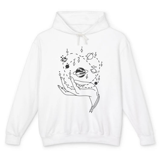 Planets Witch Hand Solar System Astrology Space Astronauts Unisex Lightweight Hoodie