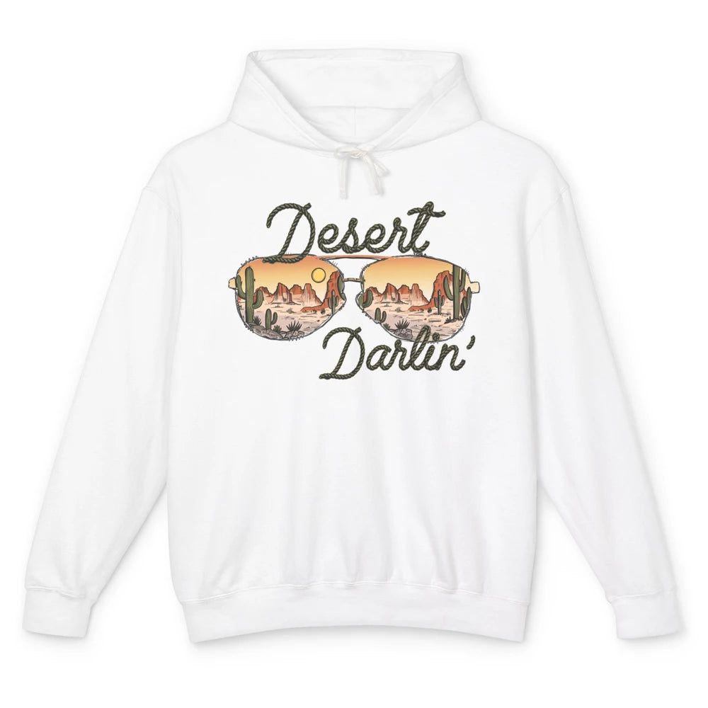 Retro Desert Darling Cactus Glasses Western Country Cowboy Unisex Lightweight Hoodie