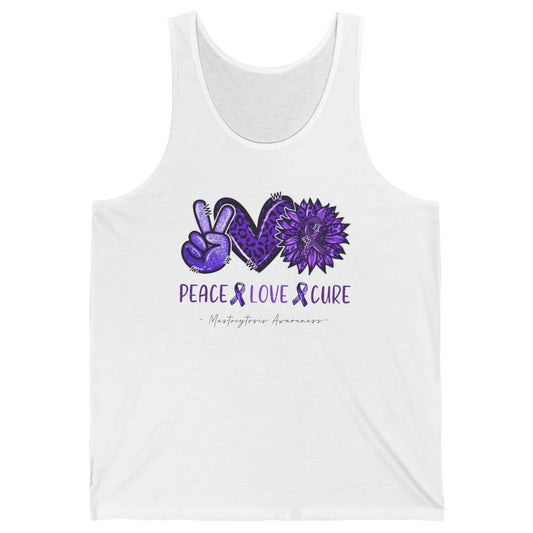 Mastocytosis Awareness Purple Ribbon Peace Love Fight Unisex Jersey Tank