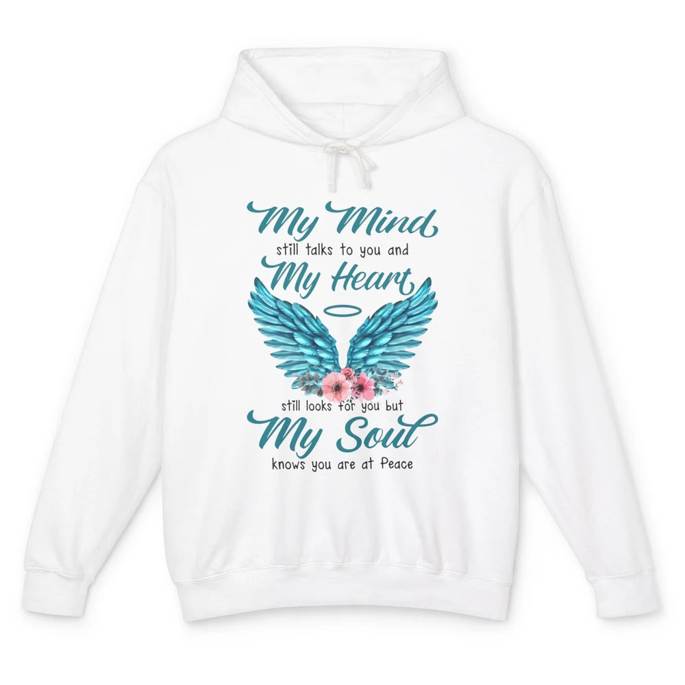 Mom Dad In Heaven My Minds Still Talks To You Memorial Gift Unisex Lightweight Hoodie