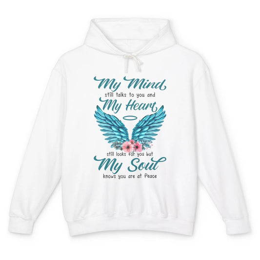 Mom Dad In Heaven My Minds Still Talks To You Memorial Gift Unisex Lightweight Hoodie