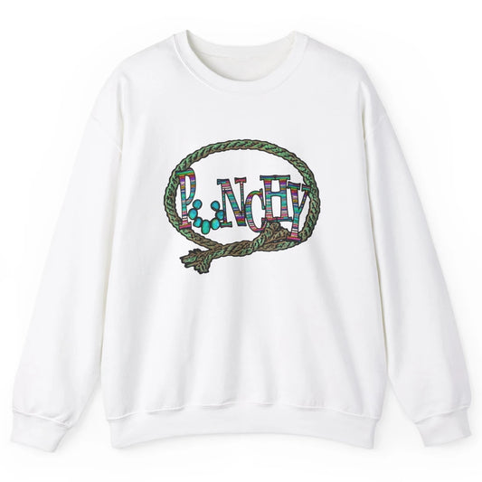 Retro Cowgirl Punchy Cowhide Turquoise Lasso Western Cowboy Unisex Crewneck Sweatshirt
