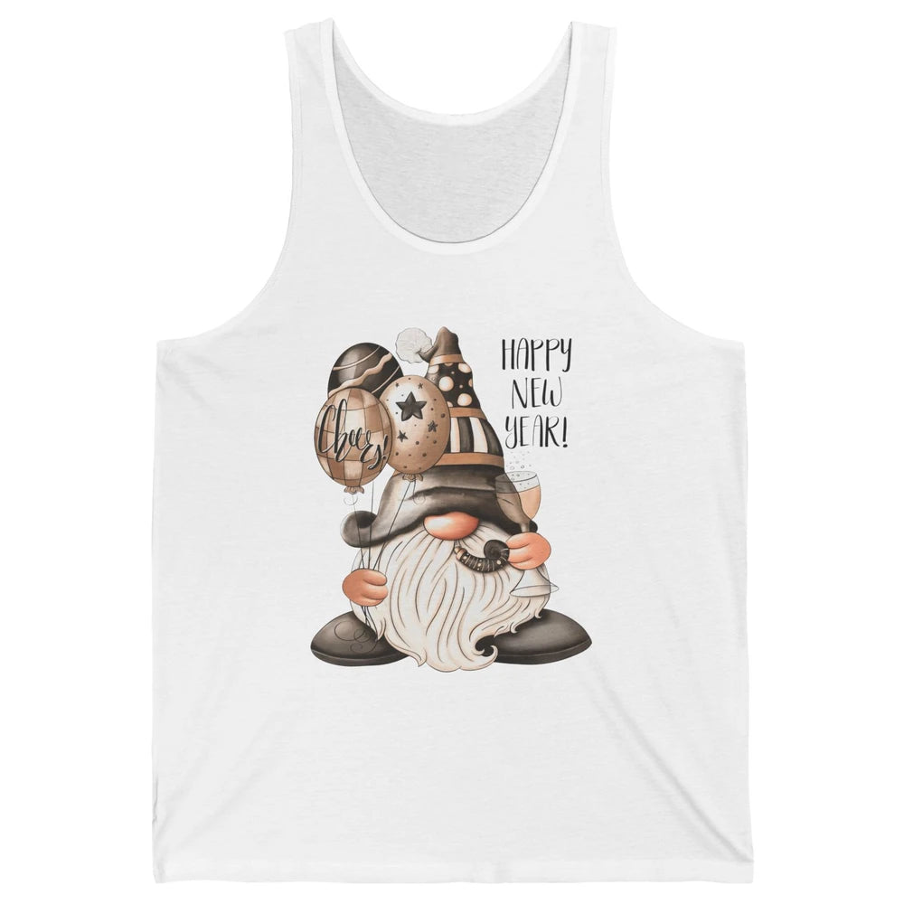 Happy New Year Gnome Champagne New Year Eve Cheer Gnomies Unisex Jersey Tank