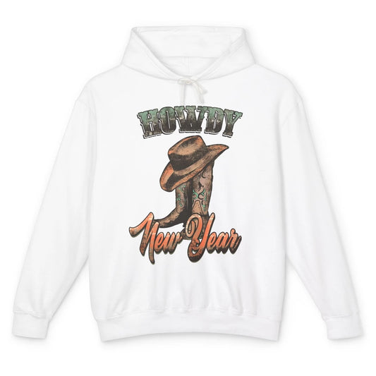 Retro Cowboy Boots Hat Howdy New Year Western New Year Unisex Lightweight Hoodie