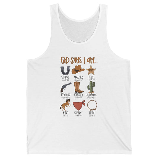 Retro Country Cowboy God Says I Am Bible Christian Western Unisex Jersey Tank