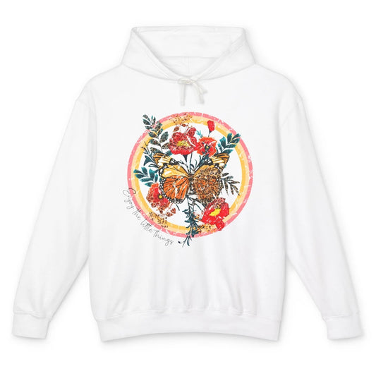 Retro Enjoy Things Butterfly Flower Mental Health Leopard Unisex Lightweight Hoodie