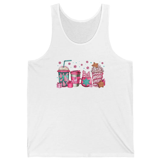 Pink Christmas Coffee Christmas Tree Cake Christmas Lovers Unisex Jersey Tank