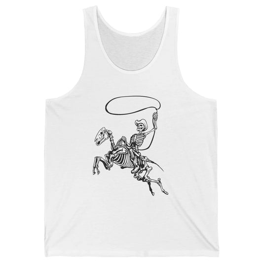Retro Cowboy Skeleton Lassoing Western Country Horse Lovers Unisex Jersey Tank