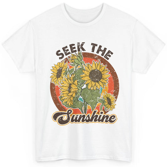 Retro Rainbow Sunflower Seek The Sunshine Peace Hippie Girl Classic Unisex T-Shirt