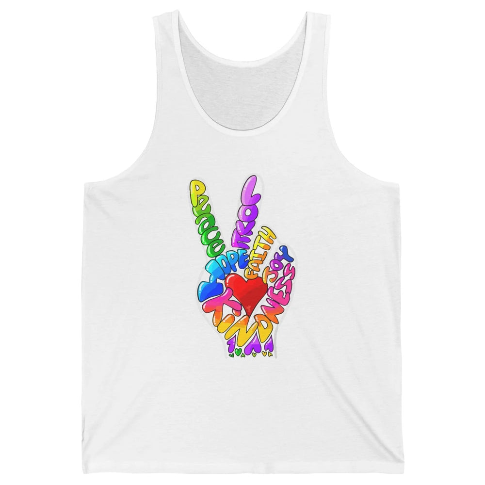 Peace Love Hope Joy Faith Kindness Word Christian Religious Unisex Jersey Tank