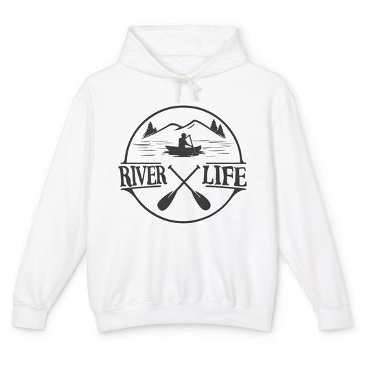 Retro River Life Is Better On The River Kayaking Canoe Unisex Lightweight Hoodie